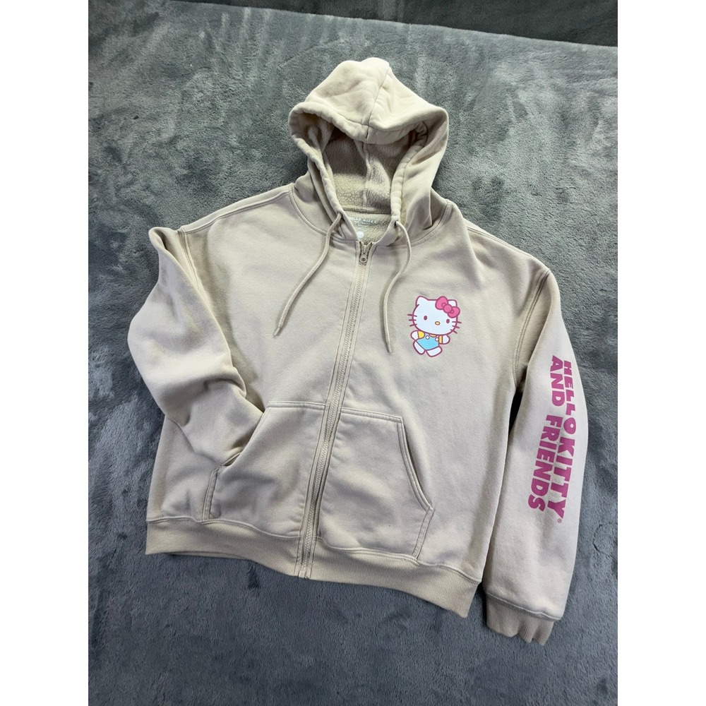 Sanrio Hello Kitty and Friends Tan Full Zip Hoodie Large Beige Sweatshirt